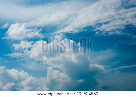 Afternoon blue sky with clear air and white clouds.