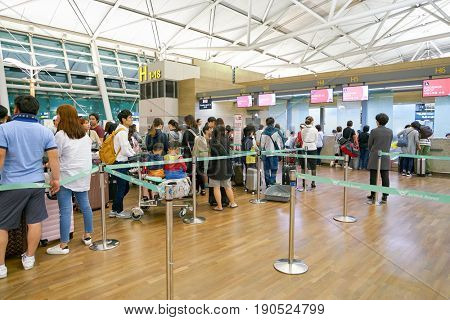 SEOUL, SOUTH KOREA - CIRCA MAY, 2017: check-in area at Incheon International Airport.