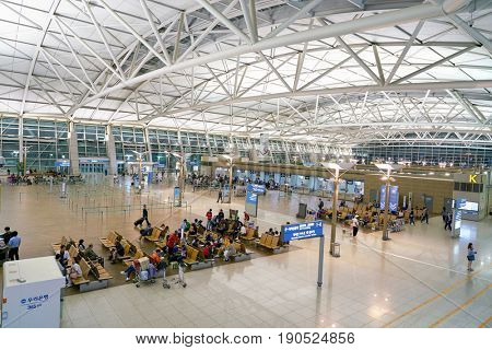 SEOUL, SOUTH KOREA - CIRCA MAY, 2017: check-in area at Incheon International Airport.