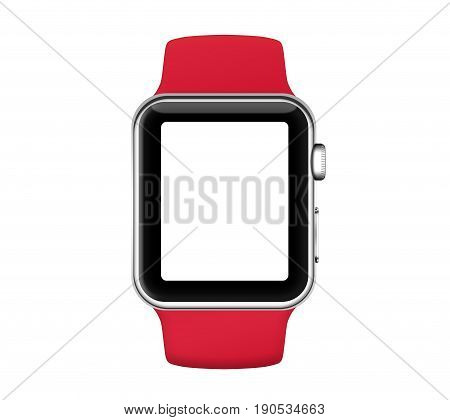 Rose Silver Aluminum Case Smart Watch And Red Sport Band