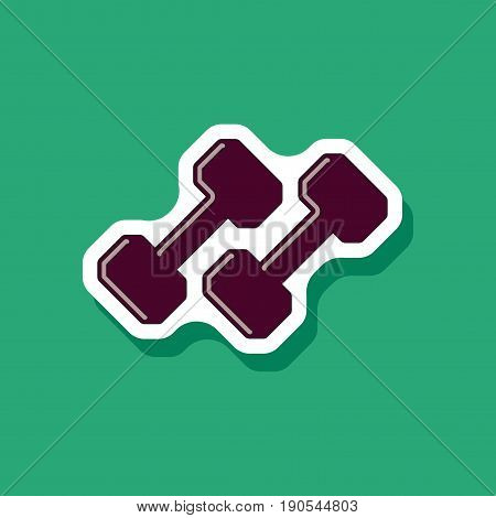 paper sticker on stylish background dumbbells design