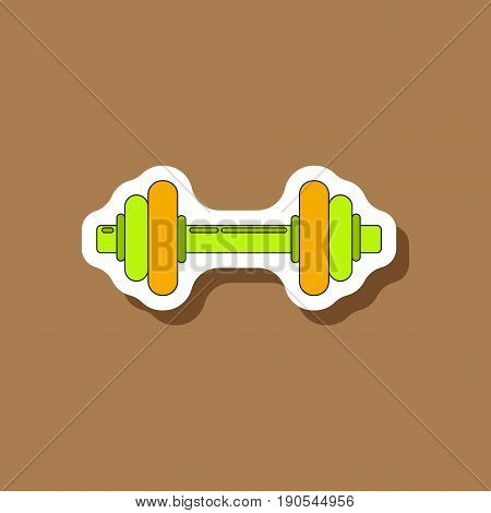 paper sticker on stylish background dumbbell design