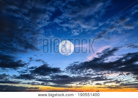 Night time full moon evening twilight sky