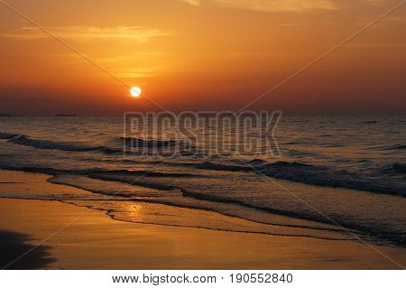 Sunrise at a sandy beach in Italy