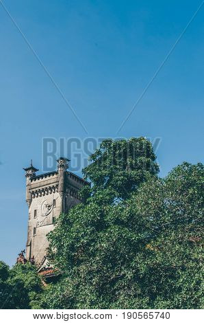 Tower Of The Old Eclectic Pagoda House In Quiapo Manila Seen Outside Of The Compound