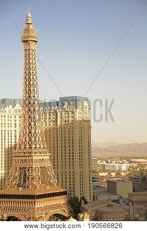 Paris Las Vegas hotel and casino on October 08, 2016 in Las Vegas. As its name suggests, its theme is the city of Paris in France; it includes a 5/8ths scale, (164.6 m) replica of the Eiffel Tower.