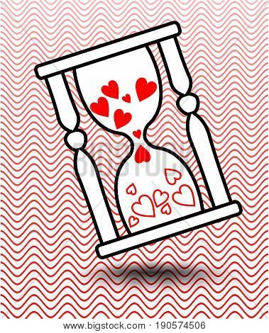 Vector design element - hourglass with hearts and shadow