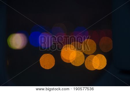 Blur City Light At Airplane Window