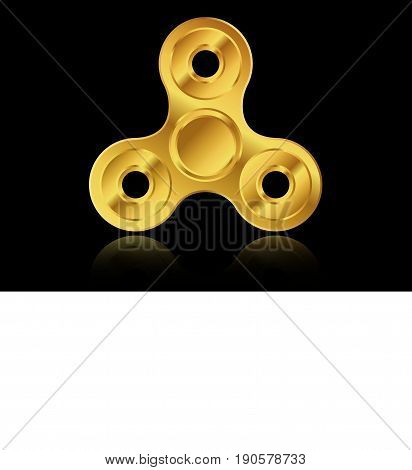 Fidget spinner icon - toy for stress relief and improvement of attention span. Filled gold metallic