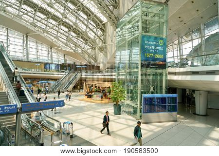 INCHEON, SOUTH KOREA - CIRCA MAY, 2017: inside Incheon International Airport.