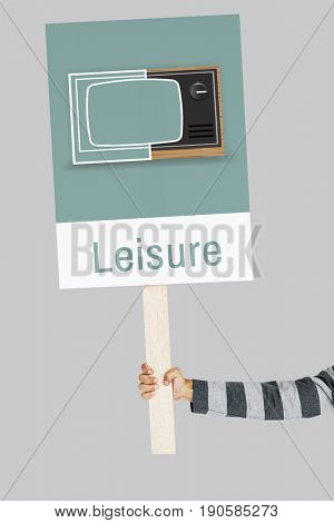 Illustration of recreation media entertainment TV on banner