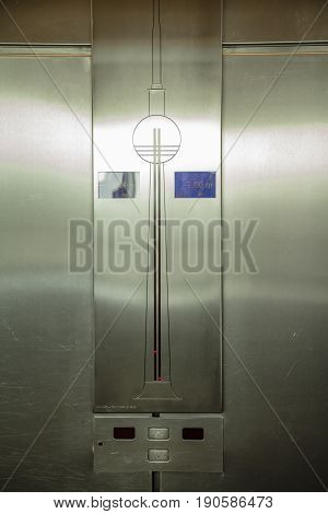 Elevator panel inside the TV Tower of Berlin