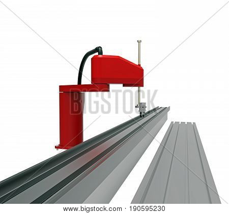 SCARA robot 3d render isolated on white