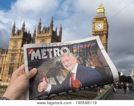 Newspaper Showing Jeremy Corbyn In London