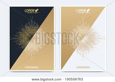 Modern vector template for brochure, Leaflet, flyer, advert, cover, catalog, poster, magazine or annual report. Business, science and technology design book layout. Presentation with golden mandala