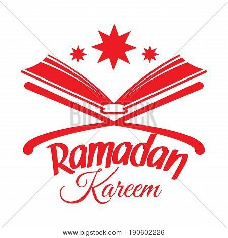 Ramadan Kareem greeting card with Islamic Koran. Illustration for muslim holy month Ramadan. Vector