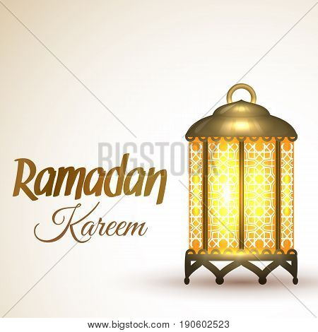 Ramadan Kareem greeting card. Islamic lantern lamp. Illustration for muslim holy month Ramadan. Vector
