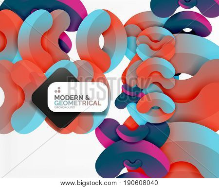 Abstract color geometric round shapes on white - elements with shadow, colorful composition