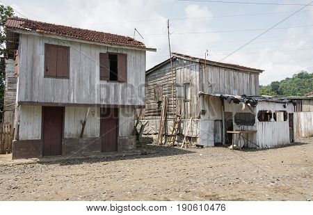 RIBEIRA AFONSO, SAO TOME - JANUARY 29, 2017: Fishermen village Ribeira Afonso on Sao Tome Island on January 29, 2017 in Sao Tome and Principe, Africa