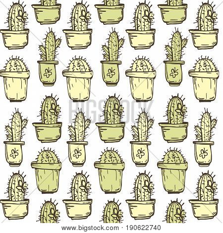 Cactus illustrations hand drawn outline cactus set cactus plants nature elements