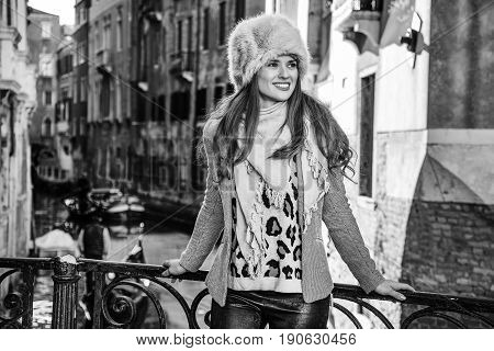 Traveller Woman In Venice, Italy Looking Into The Distance