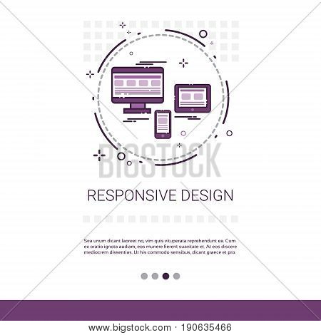Responsive Design Phone Tablet Desktop Device Screen Banner With Copy Space Vector Illustration