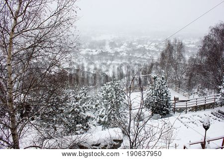 Winter ski chalet and cabin in snow mountain