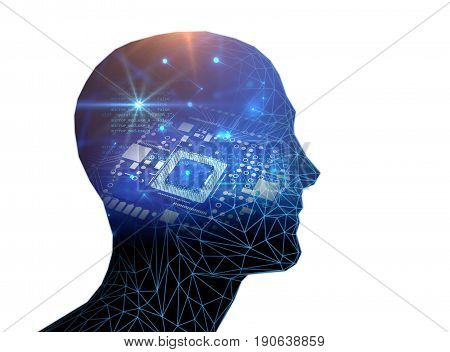 Double Exposure Image Of Virtual Human 3Dillustration