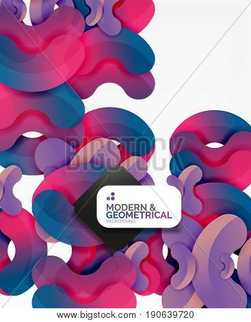 Abstract color geometric round shapes on white - elements with shadow, colorful composition