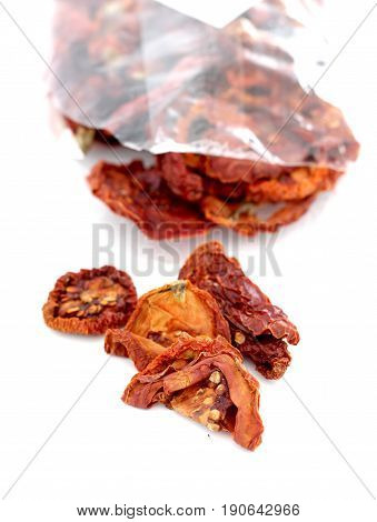 Sun Dried Tomatoes Isolated On White Background