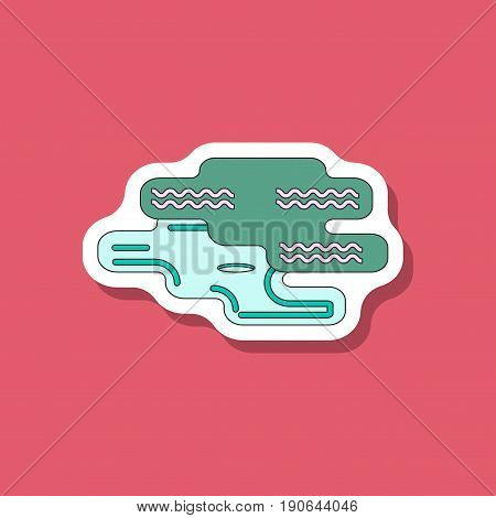 paper sticker on stylish background Golf hole