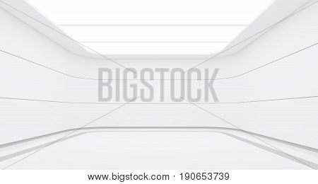 Empty white room modern space interior 3d rendering image.A blank wall with pure white. Decorate with horizon line pattern