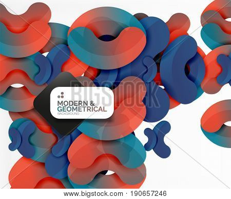 Abstract color geometric round shapes on white - elements with shadow, colorful composition