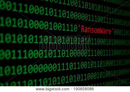The Ransomware And Binary Code Concept Security And Malware Attack
