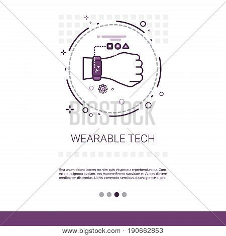 Wearable Tech Smart Watch Technology Electronic Device Web Banner With Copy Space Vector Illustration