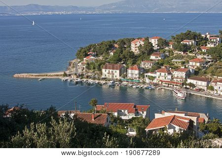 Stomorska bay and settlement on north side of island Solta near town Split in Croatia