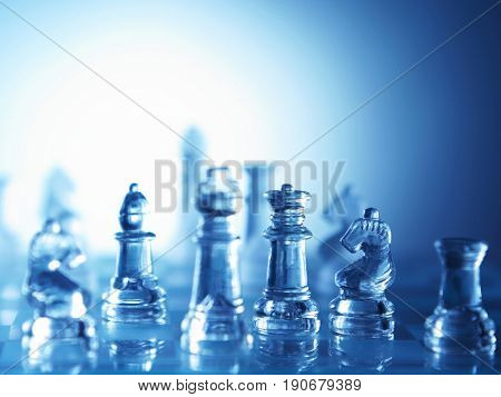 Close up view part of a chess set