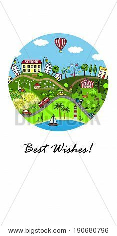 Greeting Card With Happy City