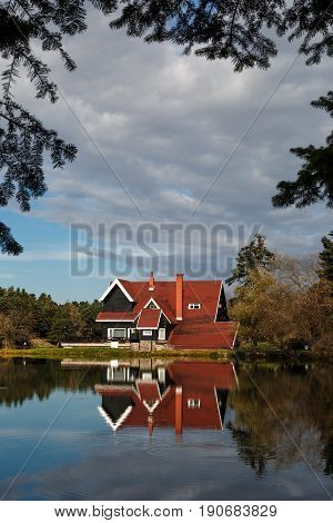 Wooden Lake House In Golcuk National Park