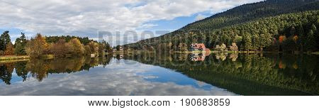 Wooden Lake House In Golcuk National Park