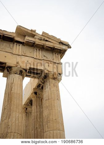 columns of the Acropolis (Propilea) Athens Greece