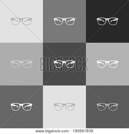 Sunglasses sign illustration. Vector. Grayscale version of Popart-style icon.