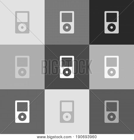 Portable music device. Vector. Grayscale version of Popart-style icon.