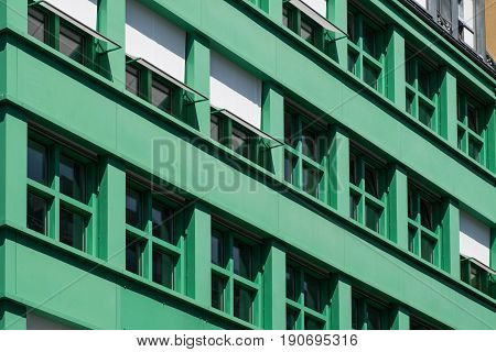 Windows On Residential Building Exterior -  Green House Facade