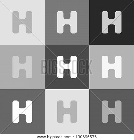 Letter H sign design template element. Vector. Grayscale version of Popart-style icon.