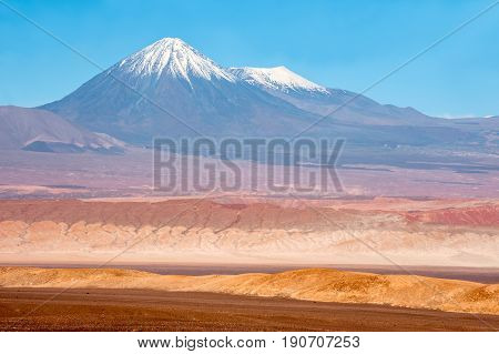 Volcanoes Licancabur And Juriques, Moon Valley, Atacama, Chile