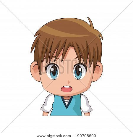 face cute anime tennager facial expression vector illustration