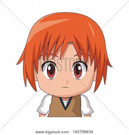 face cute anime tennager facial expression vector illustration