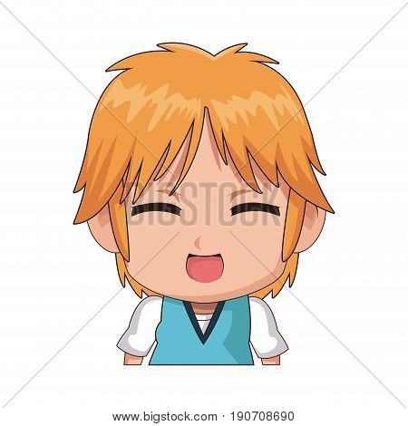 face cute anime tennager facial expression vector illustration