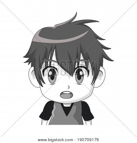 face cute anime tennager facial expression vector illustration